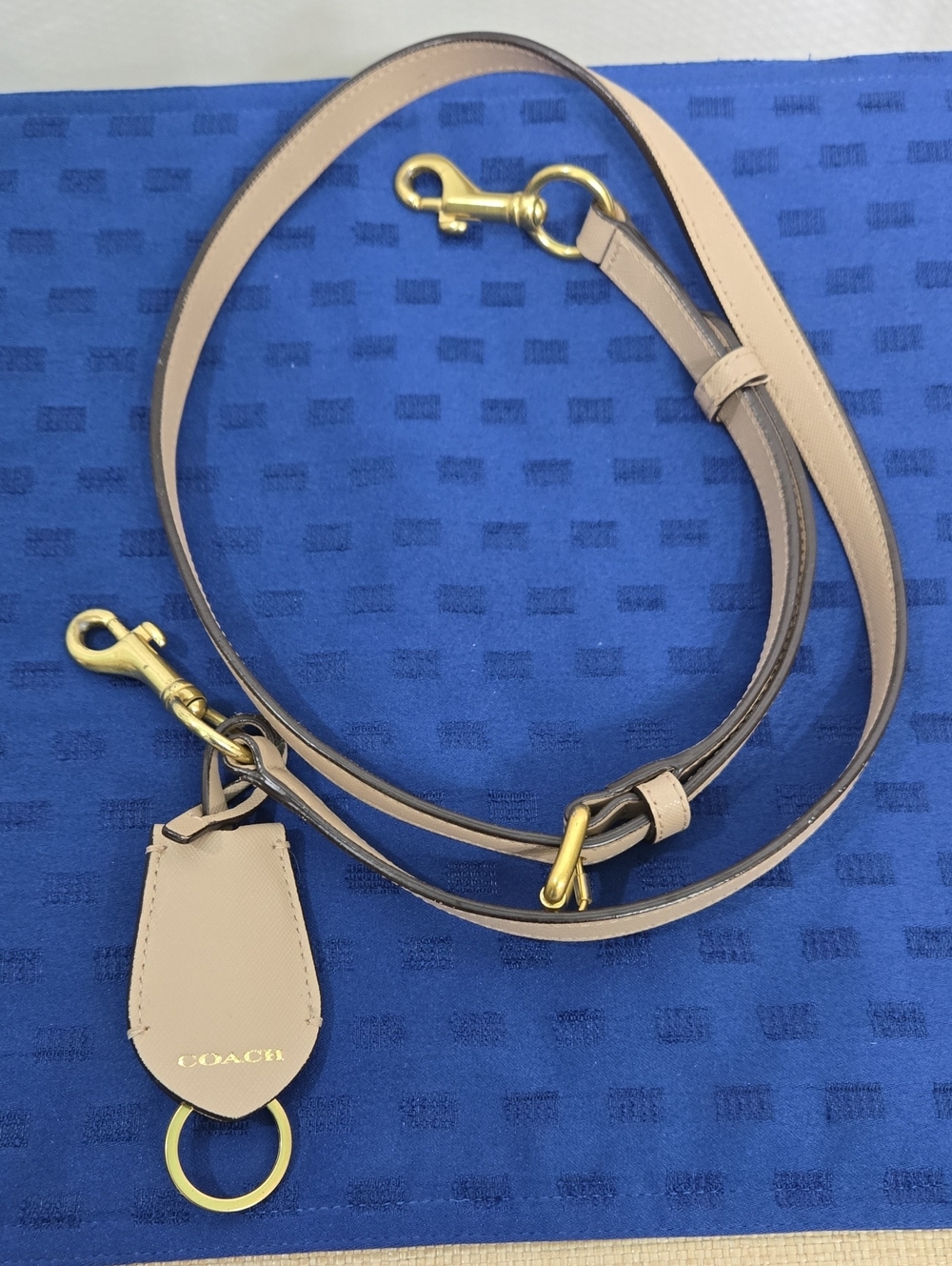 Coach Beige/Tan Leather Crossbody Strap with Gold Hardware